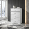 Viana 5-Drawer Chest of Drawers with Chrome Pulls White High Gloss / CS-225215