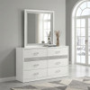Viana 6-Drawer Bedroom Dresser with Beveled Mirror White High Gloss / CS-225213M