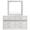 Viana 6-Drawer Bedroom Dresser with Beveled Mirror White High Gloss / CS-225213M