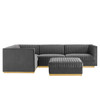 Sanguine 5-Piece Channel Tufted Performance Velvet Left-Facing Modular Sectional Sofa by Modway / EEI-5832