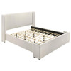 Alamosa Eastern King Boucle Upholstered Wingback Platform Bed White / CS-310078KEN
