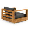 Santorini - Outdoor Grey Olefin Fabric + Natural Teak Lounge Chair / VGEF-CROVIE-CHR