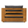 Santorini - Outdoor Grey Olefin Fabric + Natural Teak Lounge Chair / VGEF-CROVIE-CHR