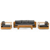 Santorini - Outdoor Grey Olefin Fabric + Natural Teak Sofa / VGEF-CROVIE-SOFA