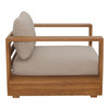 Nouveau Santorini - Outdoor Light Brown Olefin Fabric + Natural Teak Lounge Chair / VGEF-CROVIE-CHR-1-Brown