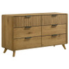 Bennett Full Cream Upholstered 4-Piece Mid-Century Bedroom Set Light Oak / CS-222901F-S4