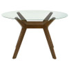 Paxton 5-Piece Round Glass Top Dining Set with Teal Blue Parsons Chairs / CS-122180-S5TLB