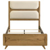 Bennett Full Mid-Century Fabric Upholstered Panel Bed Light Oak and Cream / CS-222901F