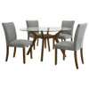 Paxton 5-Piece Round Glass Top Dining Set with Grey Parsons Chairs / CS-122180-S5GRY