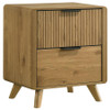 Bennett Twin Cream Upholstered 5-Piece Mid-Century Bedroom Set Light Oak / CS-222901T-S5
