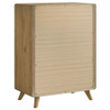Bennett Twin Cream Upholstered 5-Piece Mid-Century Bedroom Set Light Oak / CS-222901T-S5