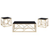 Comisso Contemporary 3-Piece Tempered Glass Coffee Table Set Gold / CS-701690