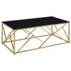 Comisso Contemporary 3-Piece Tempered Glass Coffee Table Set Gold / CS-701690