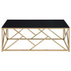 Comisso Contemporary 3-Piece Tempered Glass Coffee Table Set Gold / CS-701690