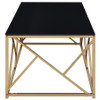 Comisso Contemporary 3-Piece Tempered Glass Coffee Table Set Gold / CS-701690
