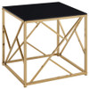 Comisso Contemporary 3-Piece Tempered Glass Coffee Table Set Gold / CS-701690