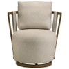 Harlowe Upholstered Swivel Accent Chair with Wood Arms Greige and Brown / CS-903273