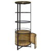 Ritter Round LED Bar Wine Storage Cabinet Rustic Oak / CS-182480