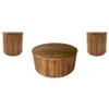 Coffey 3-piece Round Coffee and End Table Set Light Brown / CS-706398-S3