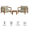 Kona 3-Piece Outdoor Patio Teak Wood Furniture Set by Modway / EEI-7643
