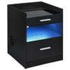 Furda 2-drawer LED Nightstand Bedside Table with Speaker Black Ash / CS-306132BLK