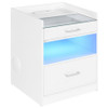Furda 2-drawer LED Nightstand Bedside Table with Speaker White High Gloss / CS-306132WHT