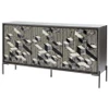 Krause 3-door Bone Inlay Accent Cabinet Grey and Black / CS-950452