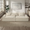 Jesse Beige Linen Oversized Sofa w/6 Pillows, Pocket Coil Construction | LV07680