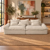 Jesse Beige Linen Oversized Sofa w/6 Pillows, Pocket Coil Construction | LV07680
