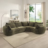 Leighton Green Chenille Modular Left Facing Arm Chair, Loose Seat & Back Cushion | LV07690