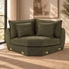Leighton Green Chenille Modular Wedge with 4 Pillows, Loose Seat & Back Cushion | LV07692