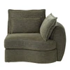 Leighton Green Chenille Modular Right Facing Arm Chair w 3 Pillows | LV07693
