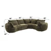 Leighton Green Chenille Modular Right Facing Arm Chair w 3 Pillows | LV07693