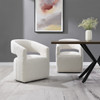 Libni Cream Linen Arm Chair, 360 Degree Swivel, Tight Seat & Back Cushion | DN02668