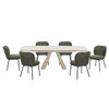 Cassian Green Linen Side Chair, Features Extension Dining Table Ceramic Top | DN05536