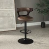 Saba Brown Top Grain Leather Adjustable Stool, Pocket Coil Construction, Cup Holders | DN03257