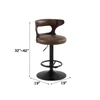 Saba Brown Top Grain Leather Adjustable Stool, Pocket Coil Construction, Cup Holders | DN03257