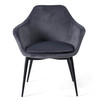 Wilson - Modern Grey Velvet & Black Dining Chair / VGHR3404-GRY-DC