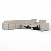 Frazier - Modern Light Grey Leather Sectional Sofa with 3 Recliners + Console / VGKM-KM268H-LG-GRY-SECT-C