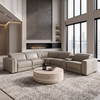Frazier - Modern Light Grey Leather Sectional Sofa with 3 Recliners + Console / VGKM-KM268H-LG-GRY-SECT-C