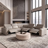 Frazier - Modern Light Grey Leather Sectional Sofa with 3 Recliners + Console / VGKM-KM268H-LG-GRY-SECT-C