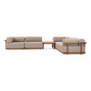 Saint Croix - Outdoor Light Brown Olefin Fabric + Teak 6-Piece Modular Sofa Set / VGEF-MATHEUS-SET-6-Piece Sectional