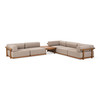 Saint Croix - Outdoor Light Brown Olefin Fabric + Teak 6-Piece Modular Sofa Set / VGEF-MATHEUS-SET-6-Piece Sectional