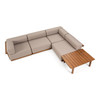Saint Croix - Outdoor Light Brown Olefin Fabric + Teak 5-Piece Modular Sofa Set / VGEF-MATHEUS-SET-5-Piece Sectional