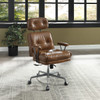 Dasya Brown Top Grain Leather Swivel Office Chair, Adjustable Seat Height | OF02656