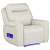 Rojas Dual Power Recliner with Cupholder Storage and LED Lighting Greige / CS-609623PP