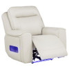 Rojas Dual Power Recliner with Cupholder Storage and LED Lighting Greige / CS-609623PP