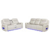 Rojas 2-Piece Dual Power Reclining Sofa Set with Drop-Down Console Greige / CS-609621PP-S2