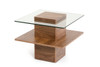 Modrest Clarion Mid-Century Walnut and Glass End Table / VGBBLE638B