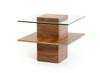 Modrest Clarion Mid-Century Walnut and Glass End Table / VGBBLE638B